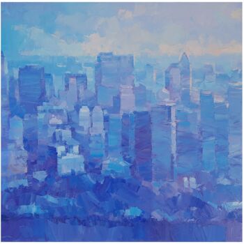 Painting titled "NEW YORK between th…" by Alex Hook Krioutchkov, Original Artwork, Oil Mounted on Wood Stretcher frame