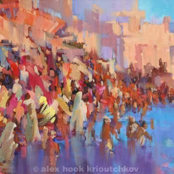 Painting titled "Varanasi II / 100x7…" by Alex Hook Krioutchkov, Original Artwork, Oil