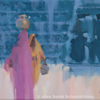 Painting titled "Fetching the water…" by Alex Hook Krioutchkov, Original Artwork, Oil