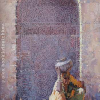 Pintura titulada "Madona of India (Sa…" por Alex Hook Krioutchkov, Obra de arte original, Oleo