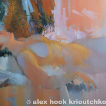 Painting titled "Nude XXVIII" by Alex Hook Krioutchkov, Original Artwork, Oil Mounted on Wood Stretcher frame