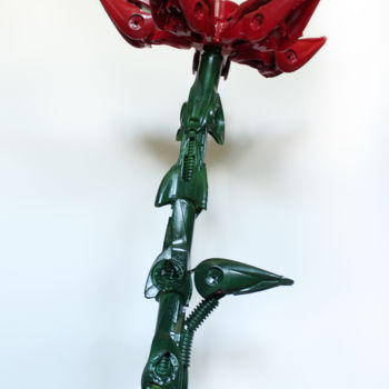 Sculpture intitulée "Mecanic flower" par A.Iron, Œuvre d'art originale, Techniques mixtes
