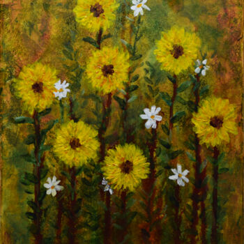 Pittura intitolato "Sunflowers and Dais…" da Alexis-Baranek Baranek, Opera d'arte originale, Acrilico