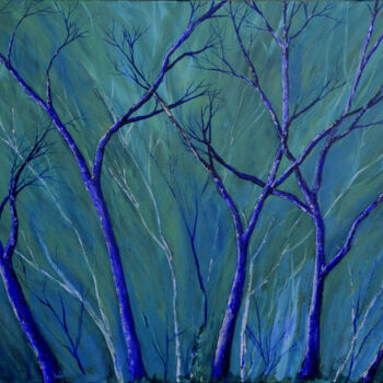 Painting titled "Aqua Forest" by Alexis-Baranek Baranek, Original Artwork, Acrylic