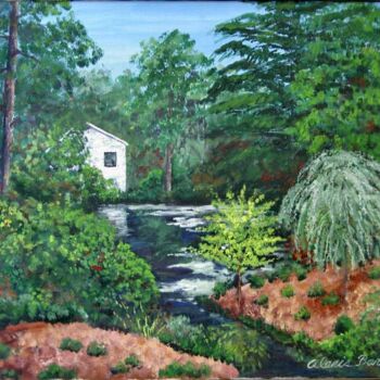 Pittura intitolato "Cottage on the Creek" da Alexis-Baranek Baranek, Opera d'arte originale, Acrilico