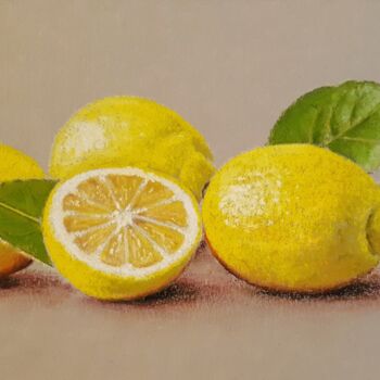Drawing titled "Citrons 2" by Alexis Boileau, Original Artwork, Pastel