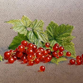 Painting titled "Groseilles" by Alexis Boileau, Original Artwork, Pastel