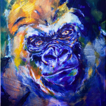 Pintura titulada "Portrait d'un goril…" por Alexis Boisset, Obra de arte original, Acrílico Montado en Bastidor de camilla d…