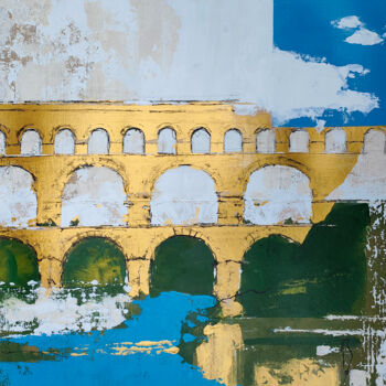 Peinture intitulée "Pont du gard" par Alexis Boisset, Œuvre d'art originale, Acrylique