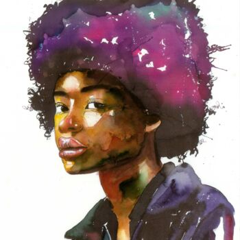 제목이 "- BLACK GIRL -"인 미술작품 Alexis Chomel로, 원작, 수채화
