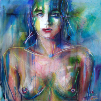 Картина под названием "Dragon Woman" - Alexis Chomel, Подлинное произведение искусства, Чернила