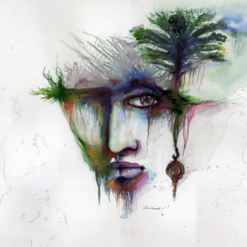 Painting titled "MIRAGE" by Alexis Chomel, Original Artwork, Watercolor