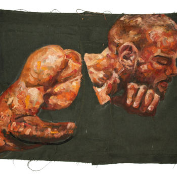 Schilderij getiteld "Destroyed - Caius" door Alexis Lekat, Origineel Kunstwerk, Olie
