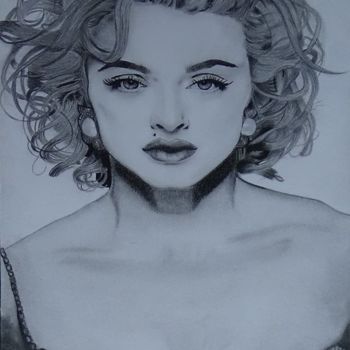 Drawing titled "madonna" by Alexis Raoult, Original Artwork, Pencil
