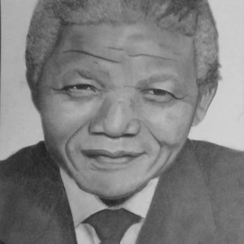 Drawing titled "Nelson Mandela" by Alexis Raoult, Original Artwork, Pencil