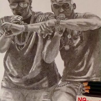 Drawing titled "Youssoupha & Spri N…" by Alexis Raoult, Original Artwork, Pencil