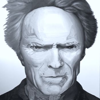 Malerei mit dem Titel "Clint Eastwood" von Alexis Raoult, Original-Kunstwerk, Acryl