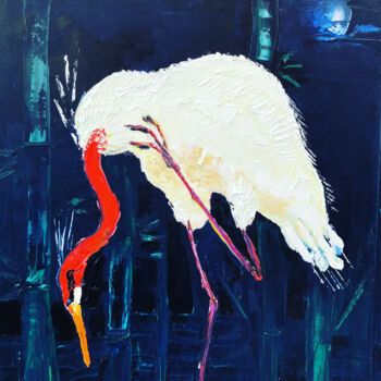 Malarstwo zatytułowany „Oiseau et bambous” autorstwa Alexis Schultz, Oryginalna praca, Olej