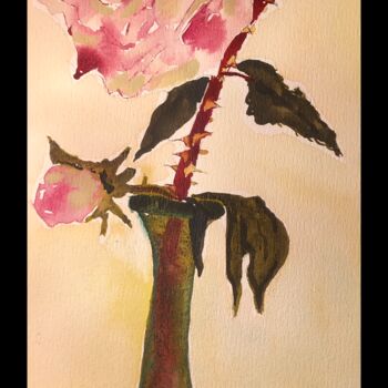 Painting titled "Rose" by Alexis Schultz, Original Artwork, Watercolor