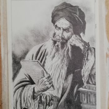 Drawing titled "Lezende moslim" by Alexis Van Gelder, Original Artwork, Pencil