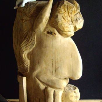 Scultura intitolato "Diabeł" da Alex Johanson, Opera d'arte originale, Legno