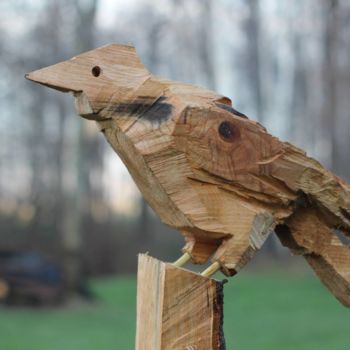 Скульптура под названием "Ptak" - Alex Johanson, Подлинное произведение искусства, Дерево