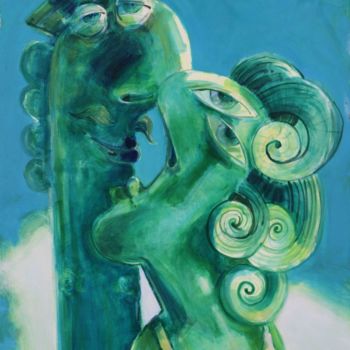 Malarstwo zatytułowany „Zielone tabletki” autorstwa Alex Johanson, Oryginalna praca, Akryl