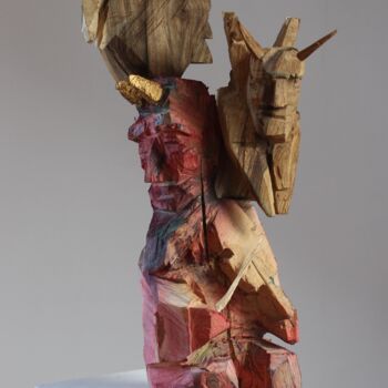 Sculpture intitulée "Z cyklu diabły besk…" par Alex Johanson, Œuvre d'art originale, Bois