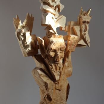 Sculpture titled "Z CYKLU DIABŁY BESK…" by Alex Johanson, Original Artwork, Wood