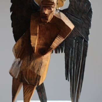 Escultura titulada "Z cyklu Anioły Besk…" por Alex Johanson, Obra de arte original, Madera