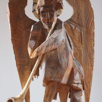 Скульптура под названием "Z cyklu Anioły Besk…" - Alex Johanson, Подлинное произведение искусства, Дерево