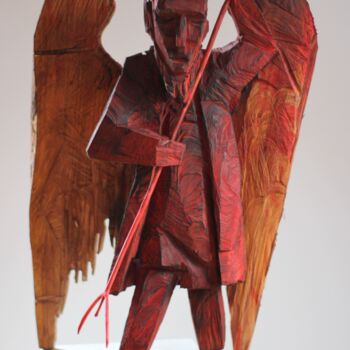 Skulptur mit dem Titel "Z CYKLU DIABŁY BESK…" von Alex Johanson, Original-Kunstwerk, Holz Auf Holzplatte montiert
