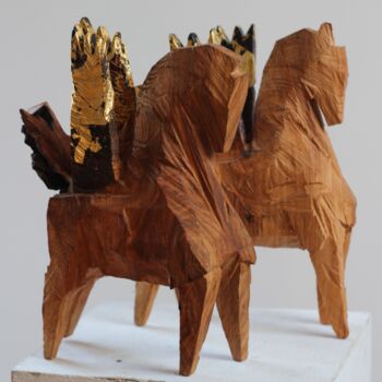 Sculpture titled "Z CYKLU KONIKI BESK…" by Alex Johanson, Original Artwork, Wood