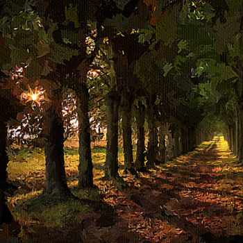 Digital Arts titled "Alley with sun rays" by Aleksandr Suvorov, Original Artwork, Digital Painting