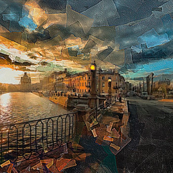 Arte digitale intitolato "Sunrise in St. Pete…" da Aleksandr Suvorov, Opera d'arte originale, Pittura digitale