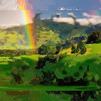 Digital Arts titled "Rainbow in the moun…" by Aleksandr Suvorov, Original Artwork, Digital Painting
