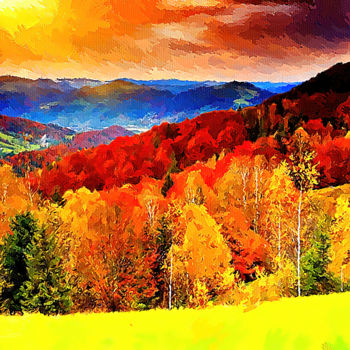Digital Arts titled "Fall. Bright colors" by Aleksandr Suvorov, Original Artwork, Digital Painting