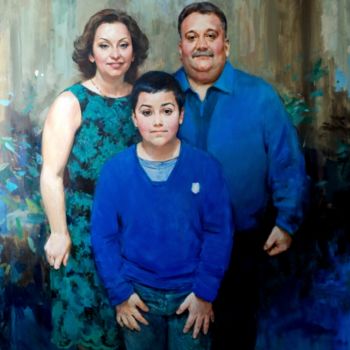 Картина под названием "Семейный портрет ма…" - Alex Tochin, Подлинное произведение искусства, Масло