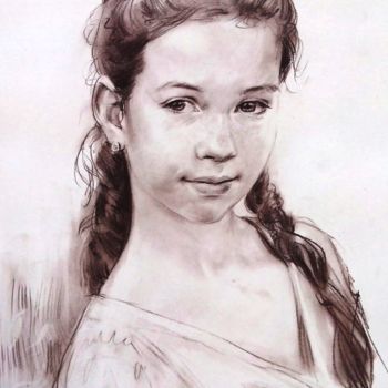 Рисунок под названием "Детский портрет с н…" - Alex Tochin, Подлинное произведение искусства, Пастель