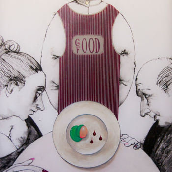 Ζωγραφική με τίτλο "Molecular kitchen" από Alexander Ustinoff, Αυθεντικά έργα τέχνης, Τέμπερα