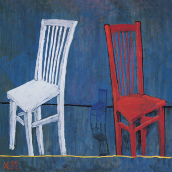 Malerei mit dem Titel "Chairs" von Alexander Ustinoff, Original-Kunstwerk, Öl