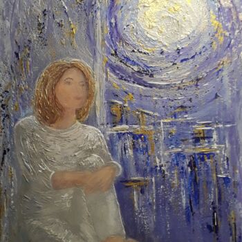 Картина под названием "Full moon 2" - Alla Kosteleckaya, Подлинное произведение искусства, Акрил Установлен на Деревянная ра…