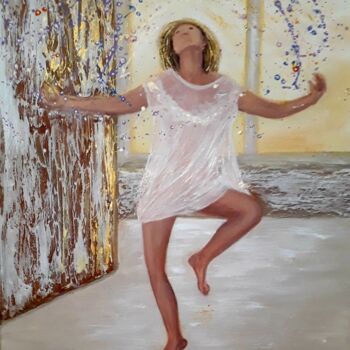 Картина под названием "Let's dance" - Alla Kosteleckaya, Подлинное произведение искусства, Акрил Установлен на Деревянная ра…