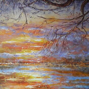 Painting titled "Bright autumn" by Alla Kosteleckaya, Original Artwork, Acrylic Mounted on Wood Stretcher frame