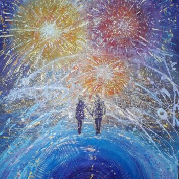 Картина под названием "Holiday for two" - Alla Kosteleckaya, Подлинное произведение искусства, Акрил Установлен на Деревянна…