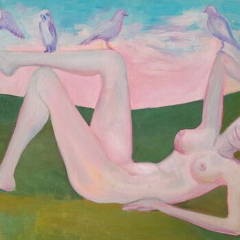 Pittura intitolato "On the Wave of Grass" da Alfia Kircheva, Opera d'arte originale, Olio