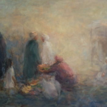 Painting titled "souk" by Alfia Sadikova, Original Artwork, Oil