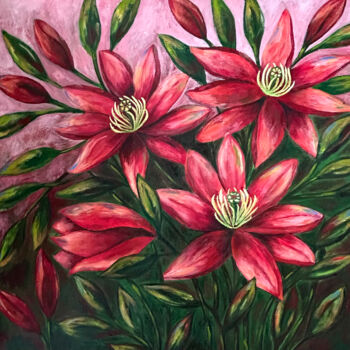 Pintura intitulada "Lily flowers" por Alfiya Scheck, Obras de arte originais, Acrílico