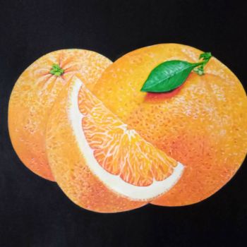 Malerei mit dem Titel "Orange Blooms" von Alfiyah Vj, Original-Kunstwerk, Acryl