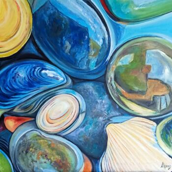 Painting titled "Stones and shells" by Alfonso Fernandez Gregori, Original Artwork, Oil